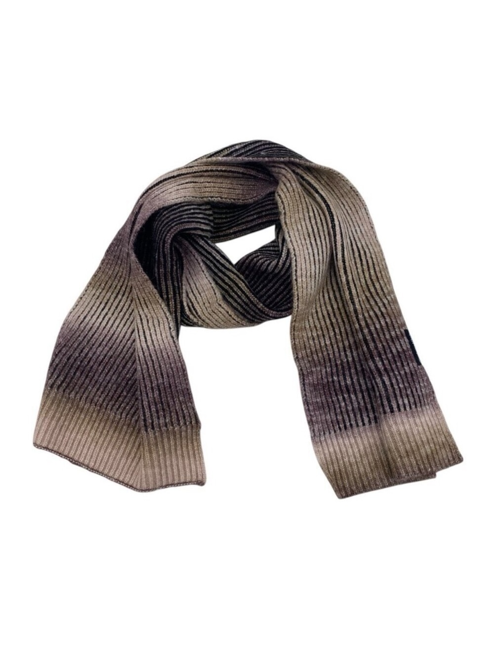 Calvin Klein Ribbed Scarf Beige Striped Wool Nylon Blend Fall Cozy
